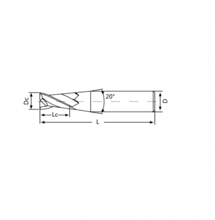 Фреза по алюминию HMA-2F050-D06-AL200