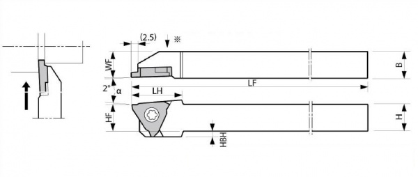 Державка канавочная KTGFR1010JX-16F